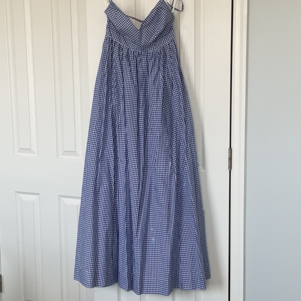 J. Crew Blue Gingham Maxi Dress